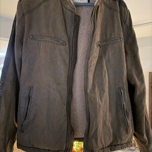 Guess Men's VINTAGE Dark Brown Distressed Military Jacket